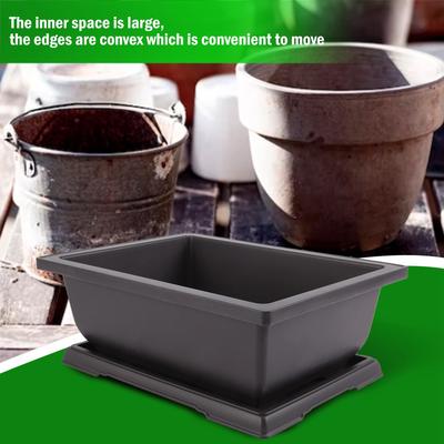 A84E-Large Flower Pot Rectangle Bonsai Nursery Planter Balcony Container 29X21X10.5Cm