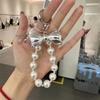 Bowknot Pearl Hoop Keychain Decorations Keyring Ornament Backpack Handbag Charm Pendant Gift For Girls Women
