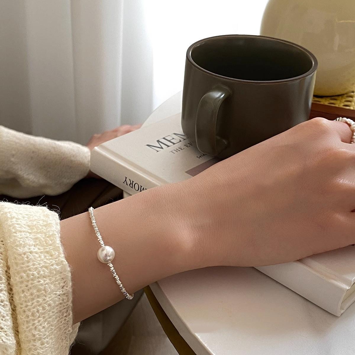 Broken Silver Shijia Zhengyuan Strong Light Bead Necklace Femininity Same Neck Chain Bracelet Set