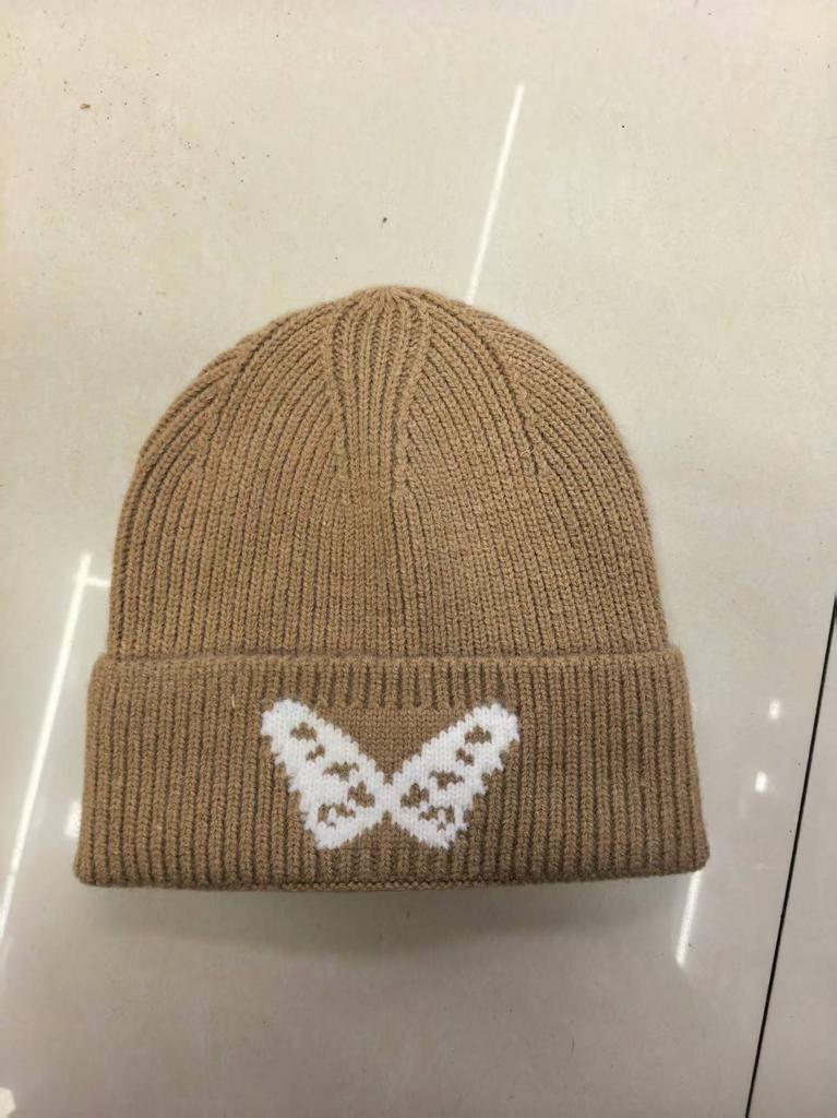 New butterfly knitted hat children's autumn and winter outdoor loose face small big head circumference warm ear protection wool cold hat