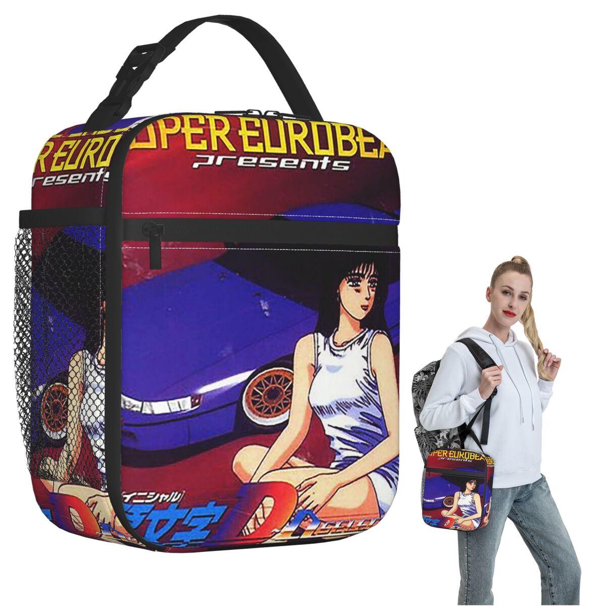 Initial D Mako Super Eurobeat Anim Insulated Lunch Bag for Women Children Portable Food Boxes Thermal Lunch Box Tote One Size