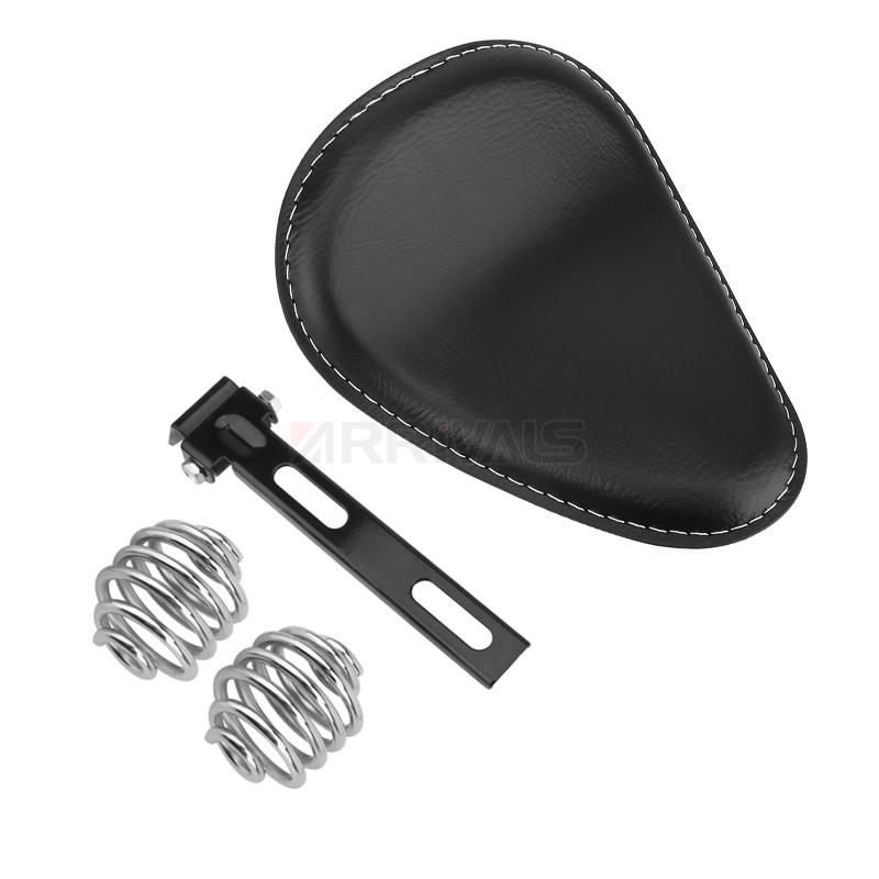 Motorrad Leder Sattel Sitz Retro Schwarzes Leder Einzelsitz für Harley Custom Chopper Bobber Honda Yamaha Kawasaki Suzuki