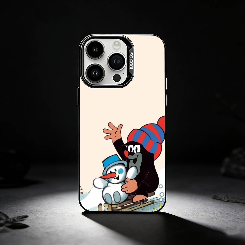 

Cartoon L-Little Mole Phone Case For iPhone 17,16,15,14,13,12,11 Plus,Pro Max,XS,Colored silver phone case iPhone17