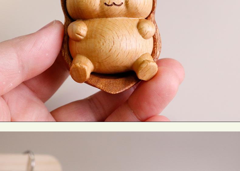 Buchenholz Fu Lu Kürbis Ornament - Niedliche Massivholz Handheld Heimdeko Handwerk