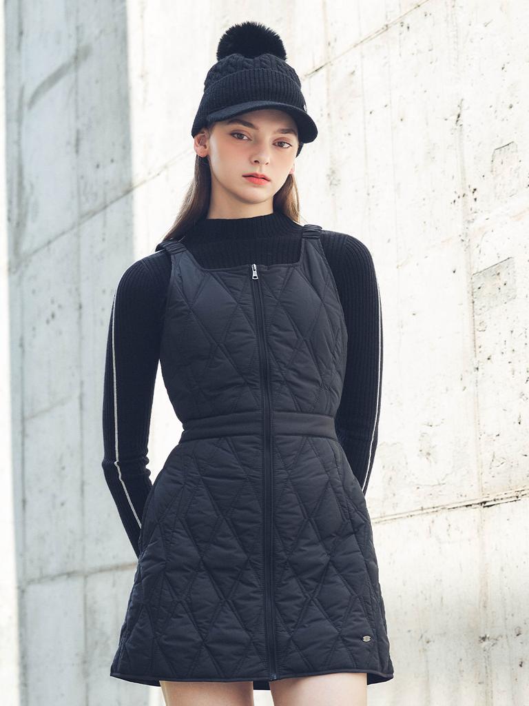 Road Roar Neo Diamond Quilted Dress Black