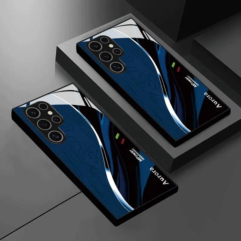 Special for Trend Sports Wind Gradual Change Splicing Samsung S25plus Glass Mobile Phone Case S23 Glass Protective Case