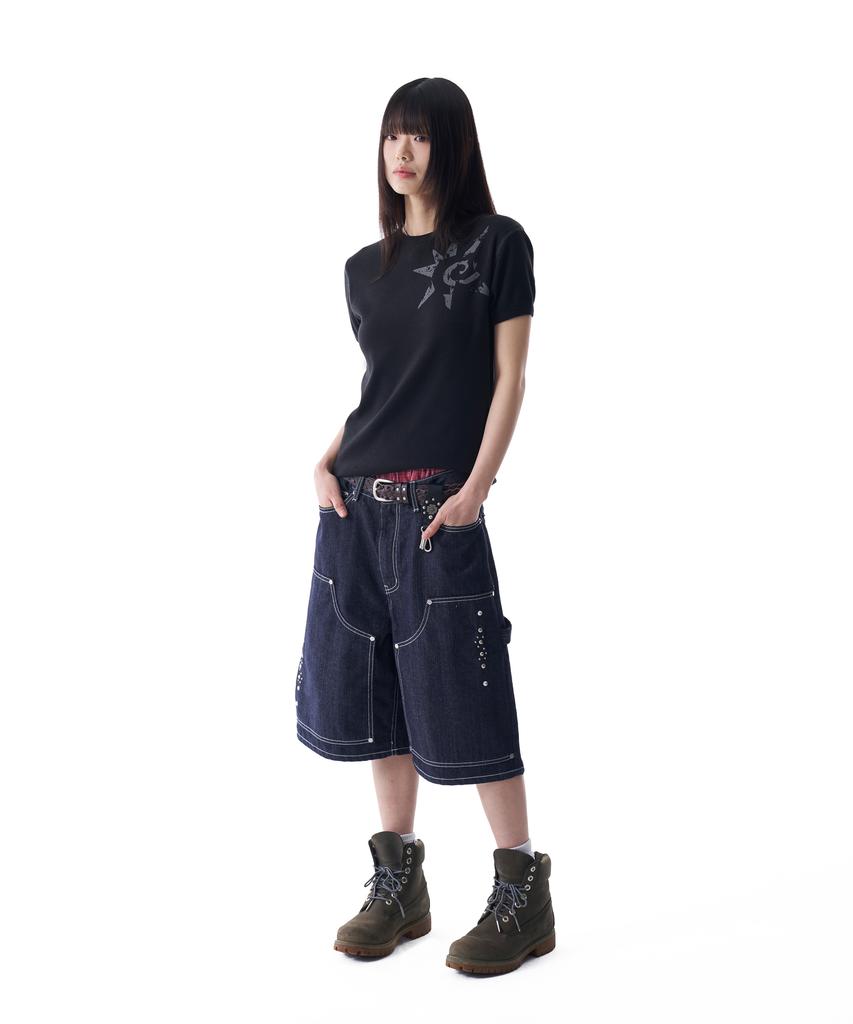 AAKAM Ribbed Star Ringer Top (Black)
