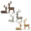1 Pair Christmas Electroplating Golden Reindeer Statue Standing Sitting Elk Figurine Deer Sculpture Home Office Desktop Decoration Ornament