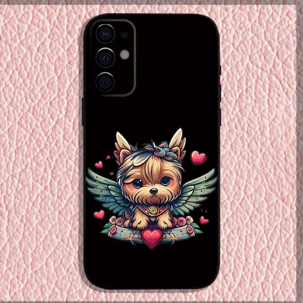 Pet Cute Dog Yorkshire Terrier Phone Case For Samsung S24,S21,S22,S23,S30,Ultra,S20,Plus,Fe,Lite,Note,10,9,5G Black Soft Shell