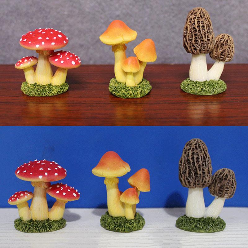 1/3Pcs/Set Simulated Mushroom Ornaments Garden Resin Flower Pots Decorated Moss Microlandscape Home Decoration Accessories