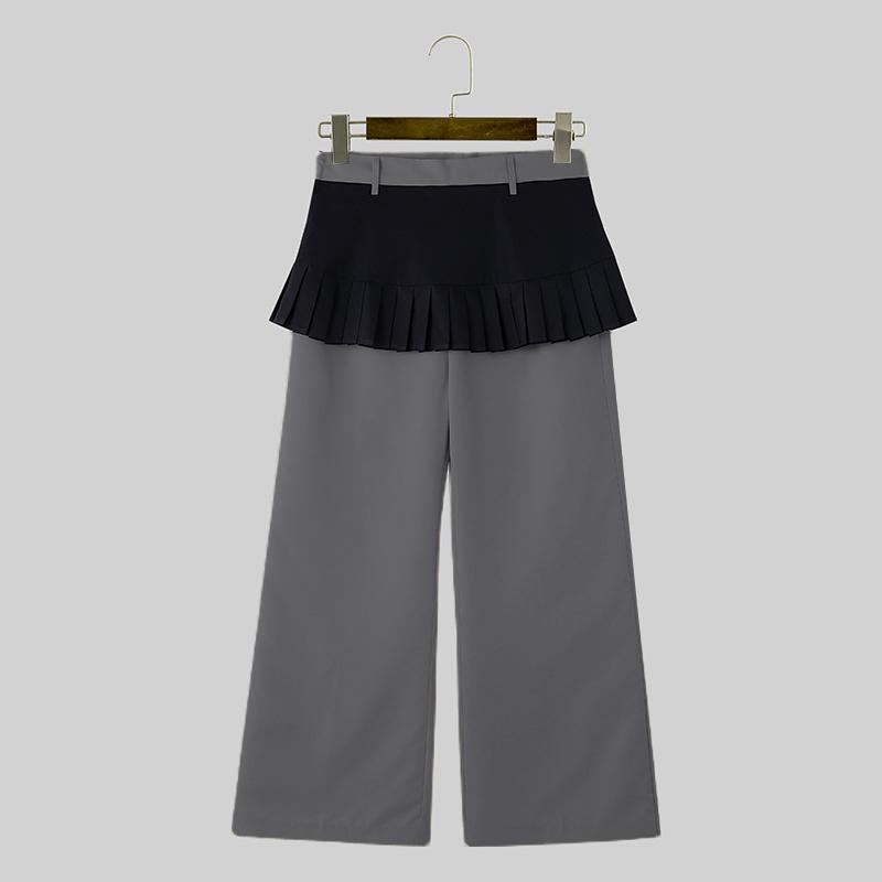 

INCERUN Мужские двухкомпонентные длинные брюки с оборками на молнии 3XL серый