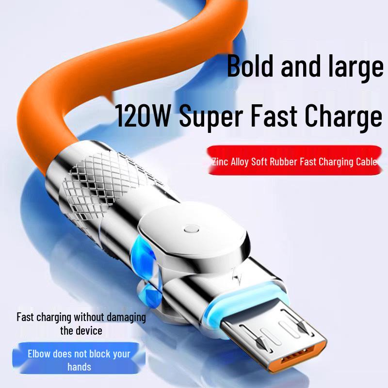 120W Super Fast Charge Rotating Type-C Data Cable for Android - Compatible with Huawei, Honor, Vivo, Oppo