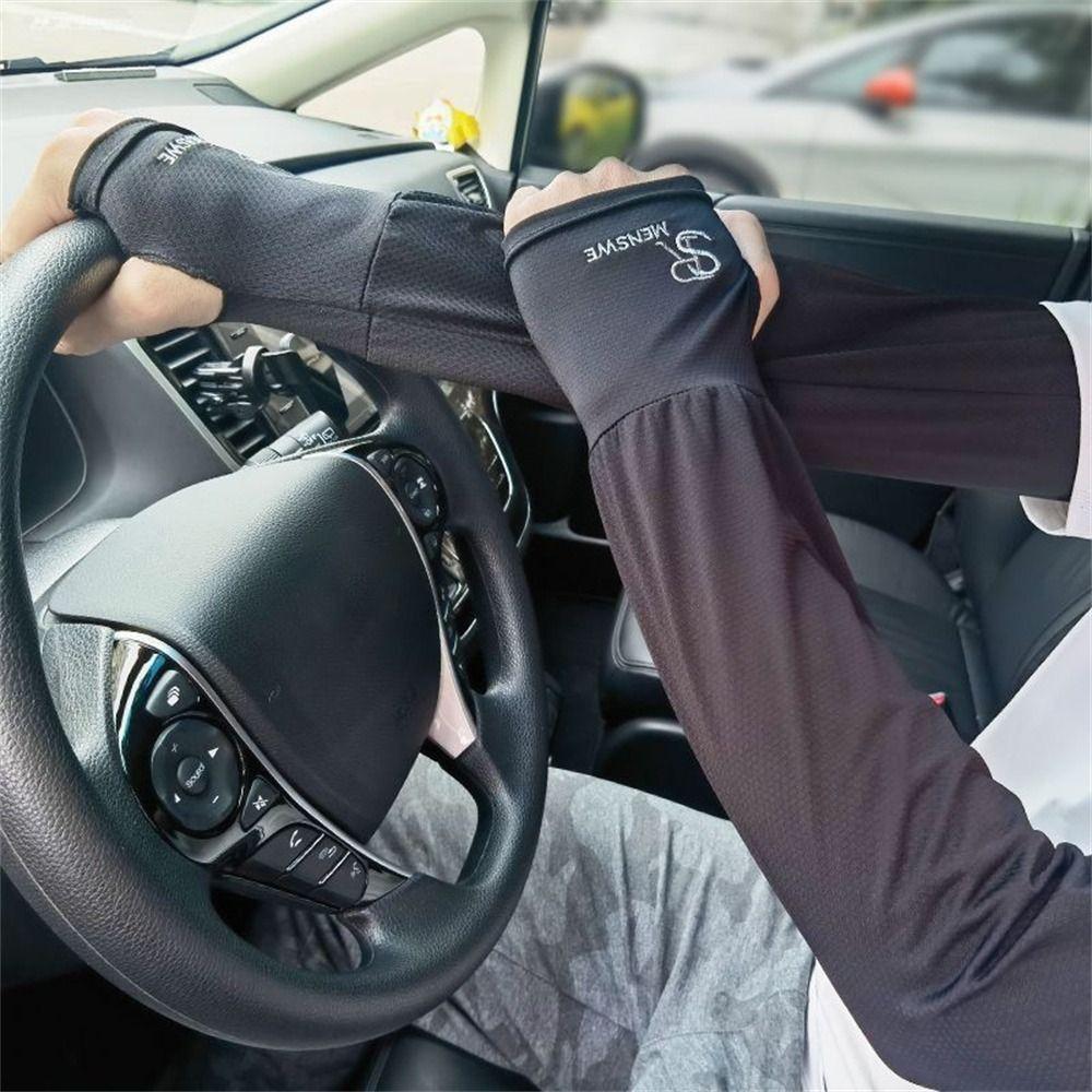Ice Silk Anti UV Arm Covers Sunscreen Driving Gloves Thin Arm Protector  Female