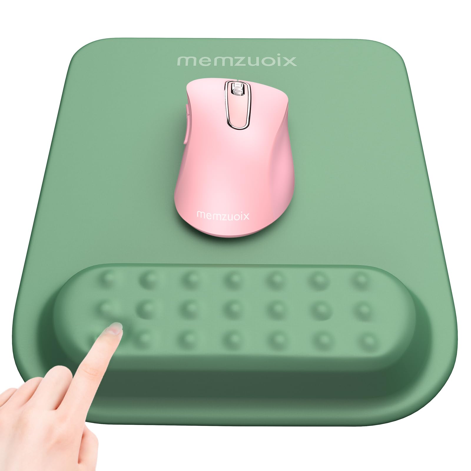 

memzuoix Cyan Ergonomic Mouse Pad with Wrist Rest Premium Memory Foam Cushion for Pain PU Base for Stable and Smooth Control Perfect for and Home темно-зеленого