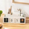 Multi Functional Creative Perpetual Calendar Pen Holder, Desktop Large Capacity Partitioned Ornament Pen Holder