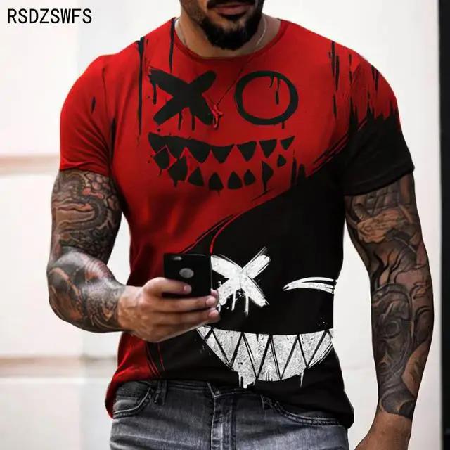 Funny Smiling Face Smiling Pattern Mens Tshirt 3D Print Trend Round Neck Short Sleeve Top Summer Leisure Breathable Pullover