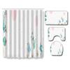 Watercolor Textured Bathroom Shower Curtain Floor Mat Toilet Cover Foot Mat Four-Piece Set