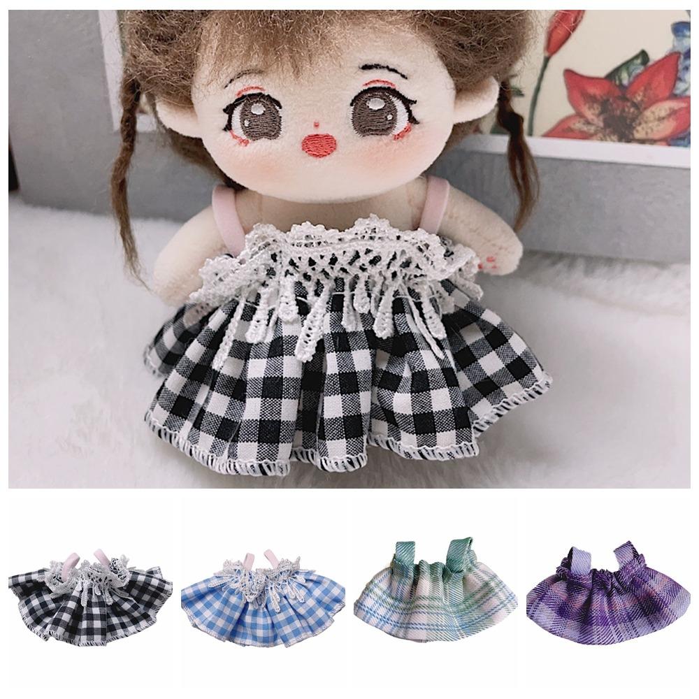 

JK Skirt 10cm Cotton Doll Clothes Grid Plush Toys Clothes Cotton Doll Accessories синий