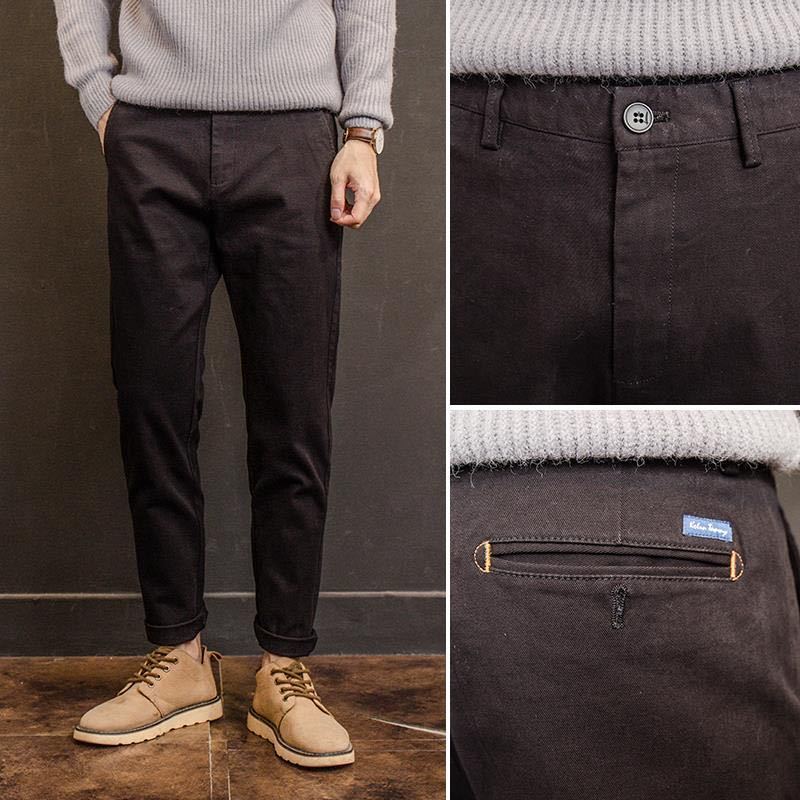 

Весна и осень, прямые повседневные брюки, мужские свободные хлопковые брюки, трендовые однотонные универсальные брюки 29