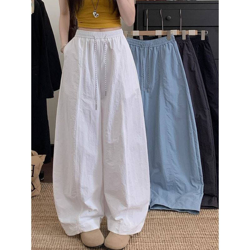 Kumikumi Idle Style New Arrival Elastic Waist Drawstring Casual Pants Women's Autumn Low Waist Loose-Fitting Mopping Pants Pants