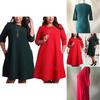 Premium Quality Plus Size Women Red Green Color Printed Round Neck Dress For All Occasions