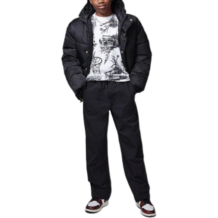 Jordan MJ Essentials Statement Comfortable Versatile Solid Color Casual Pants Kids Bottoms Black HQ7193-010