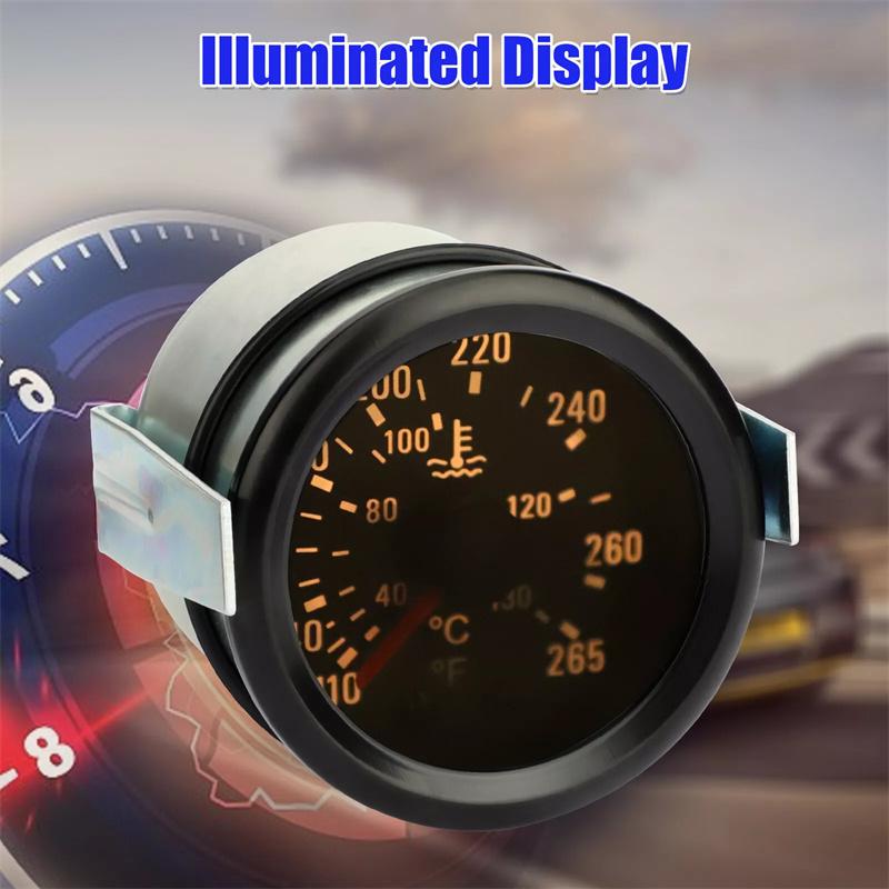 2" 52Mm Mechanical 40-130Celsius/110-265℉ Water Temp Gauge 12V Water Temperature Gauge Car Meter With Sensor Npt 1/2