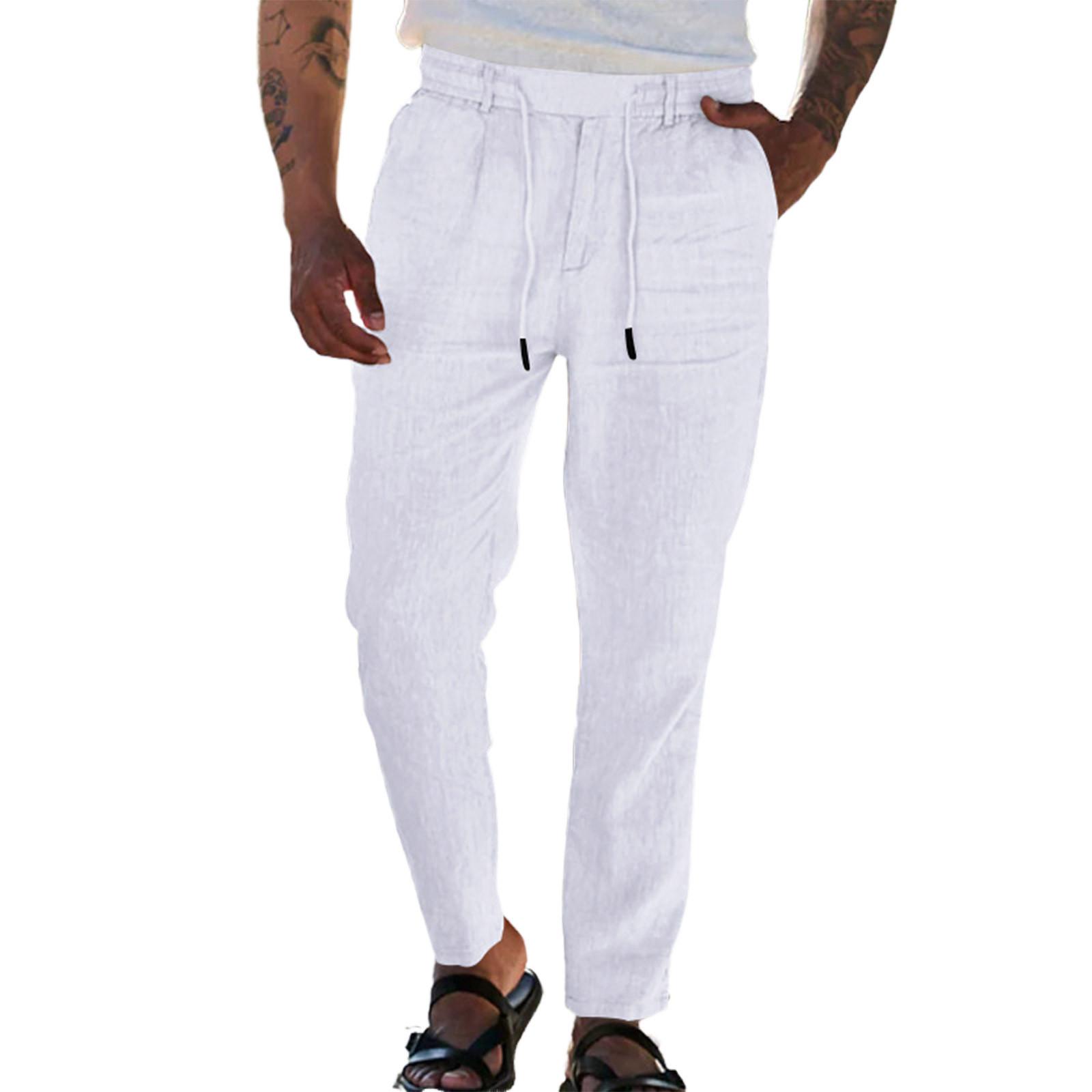 

Мужские комбинезоны, повседневные брюки с несколькими карманами и завязками, походные брюки, хлопковые саржевые брюки XL белый