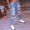 Women Color Hole Low Waist Jeans Flares Fashion Pants Trouser