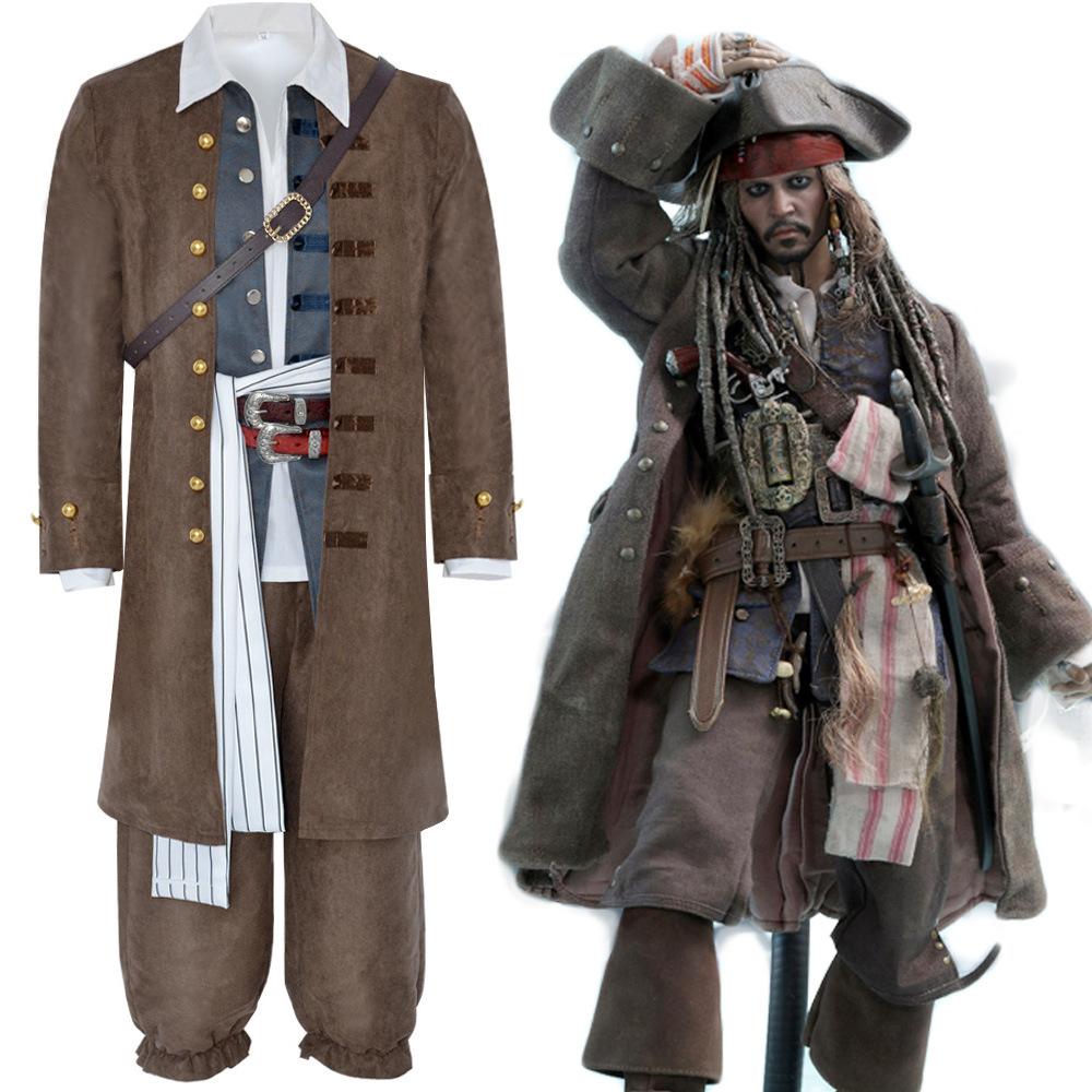 Adult Jack Captain Pirate Cosplay Costume Caribbean Pirate Outfit for Masquerade
