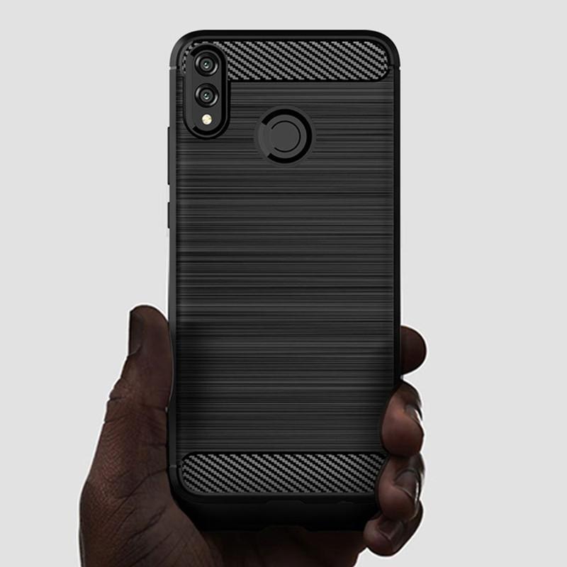 Matt silikondeksel til Honor 8X TPU Støtsikkert Karbonfiber Mykt Bakdeksel til honor 8x Huawey Antistøt frostet deksel