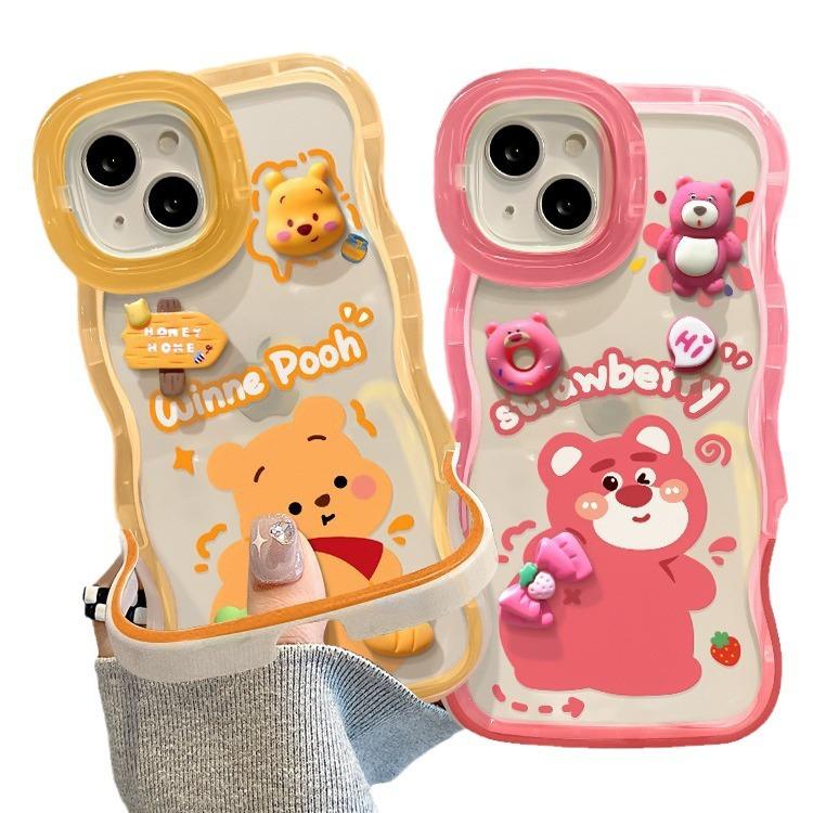 Applicable to Apple 11promax mobile phone case iPhone11 cartoon Winnie the Pooh doll 11 double bracket 11 transparent 11
