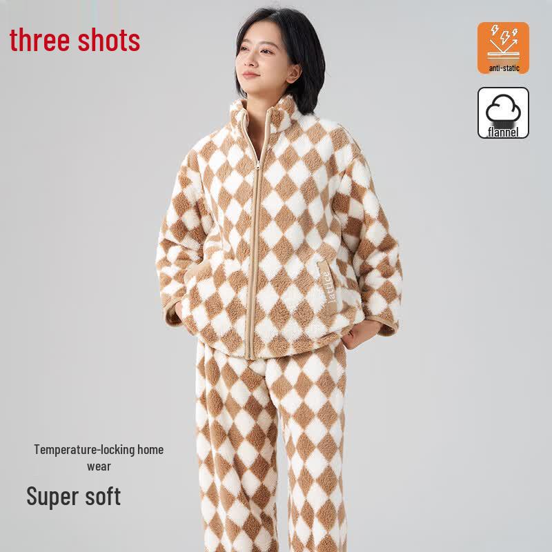 Women s Thick Flannel Pajama Set L