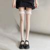 Mesh Stockings Black Lace Hollow Stockings Women's Thin Lolita Mesh Socks Black and White Lace Knee Socks Black