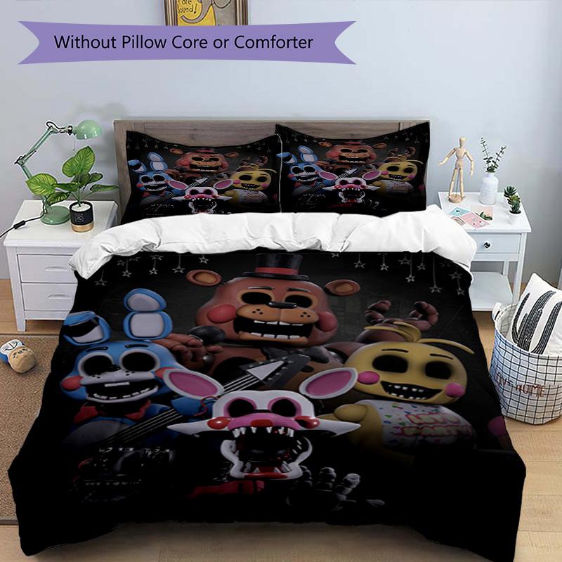 3pcs Duvet Cover Set (1*Duvet Cover + 2*Pillowcase, Without Core), Five Nights At Freddy's Print Bedding Set, Bedroom Decor, All‑Season, Birthday Gift