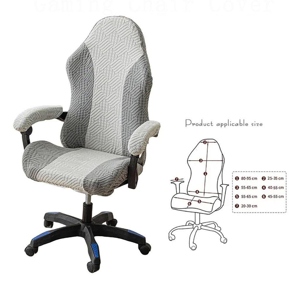 1Set Elastic Stretch Gaming Chair Cover Fleece Jacquard Office Computer Chair Chair Cover Set Dustproof With Armrest Cover