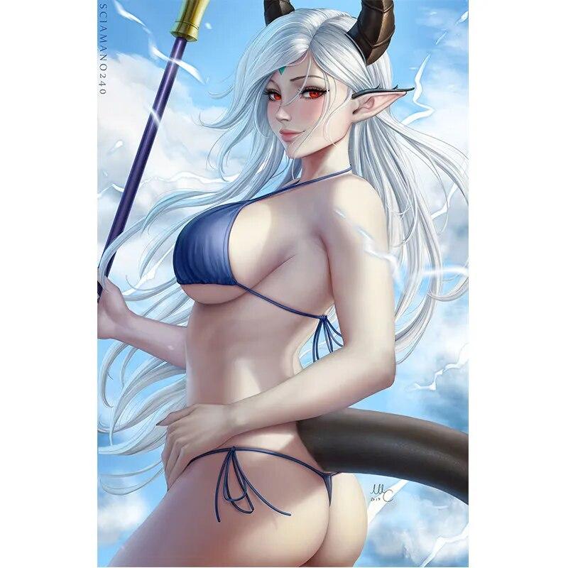 Print Game Pink Balloon Warrior Nude Sexy Girl Art Canvas Poster Living Room Bedroom Home Wall Picture