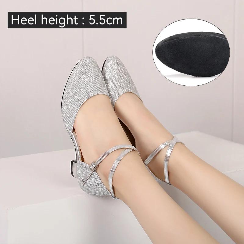 Women's Latin Dance Shoes Ballroom Shiny Salsa Dance Shoes Tango Ladies Girls Comfortable Dancing Shoes for Women Heel 5.5cm