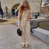 Cozy Knit Cardigan Pants Women Set Loose V-neck Pocket Button Coat Wide Leg Trousers  Autumn Winter Fashion Lady Outfit