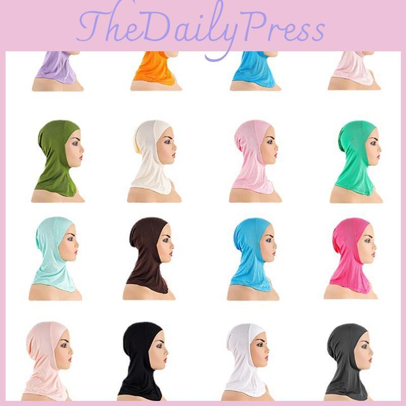 Women's Black Hijab Scarf Muslim Islamic Modal Solid Color Neck Head Under Scarf Cap