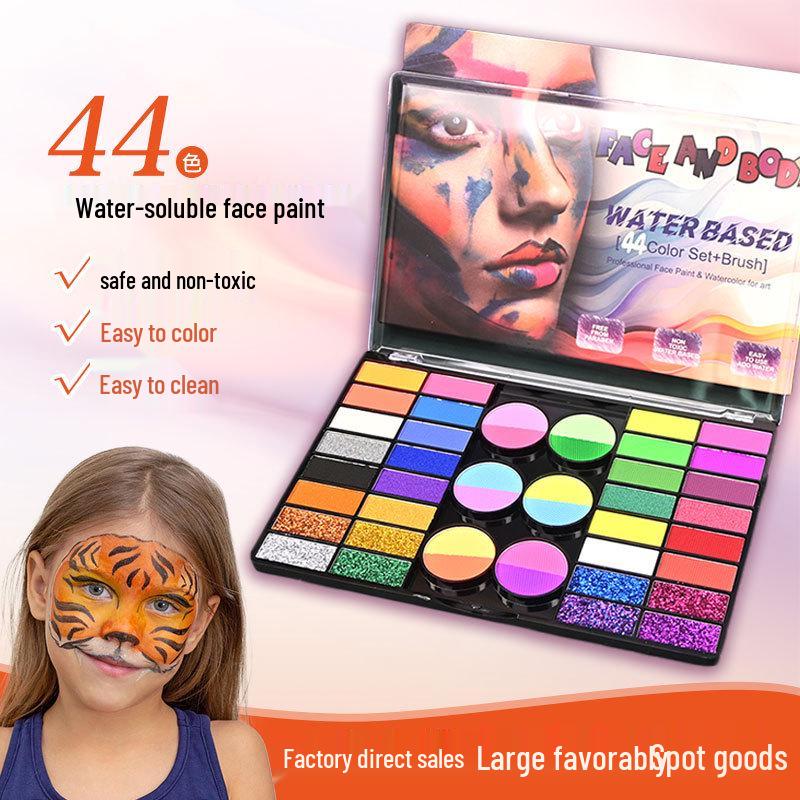 

World Cup 44-Color Water-Soluble Face Paint Set for Halloween and Stage Makeup