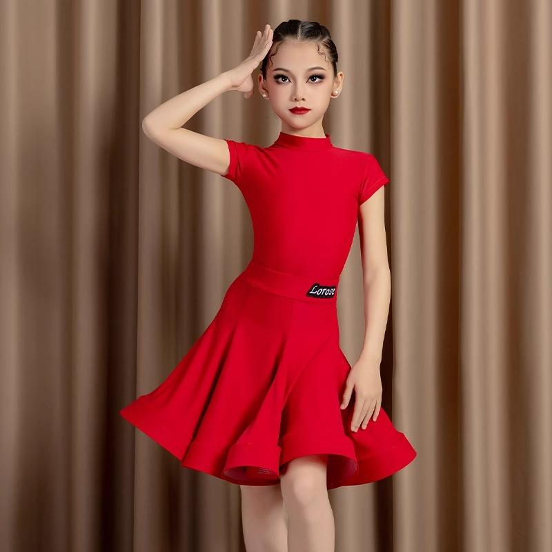 

Children Professional Latin Dance Dress Girls Ballroom Dancing Dresses Rumba Cha Cha Samba Practice Dress Latin Performance 120cm