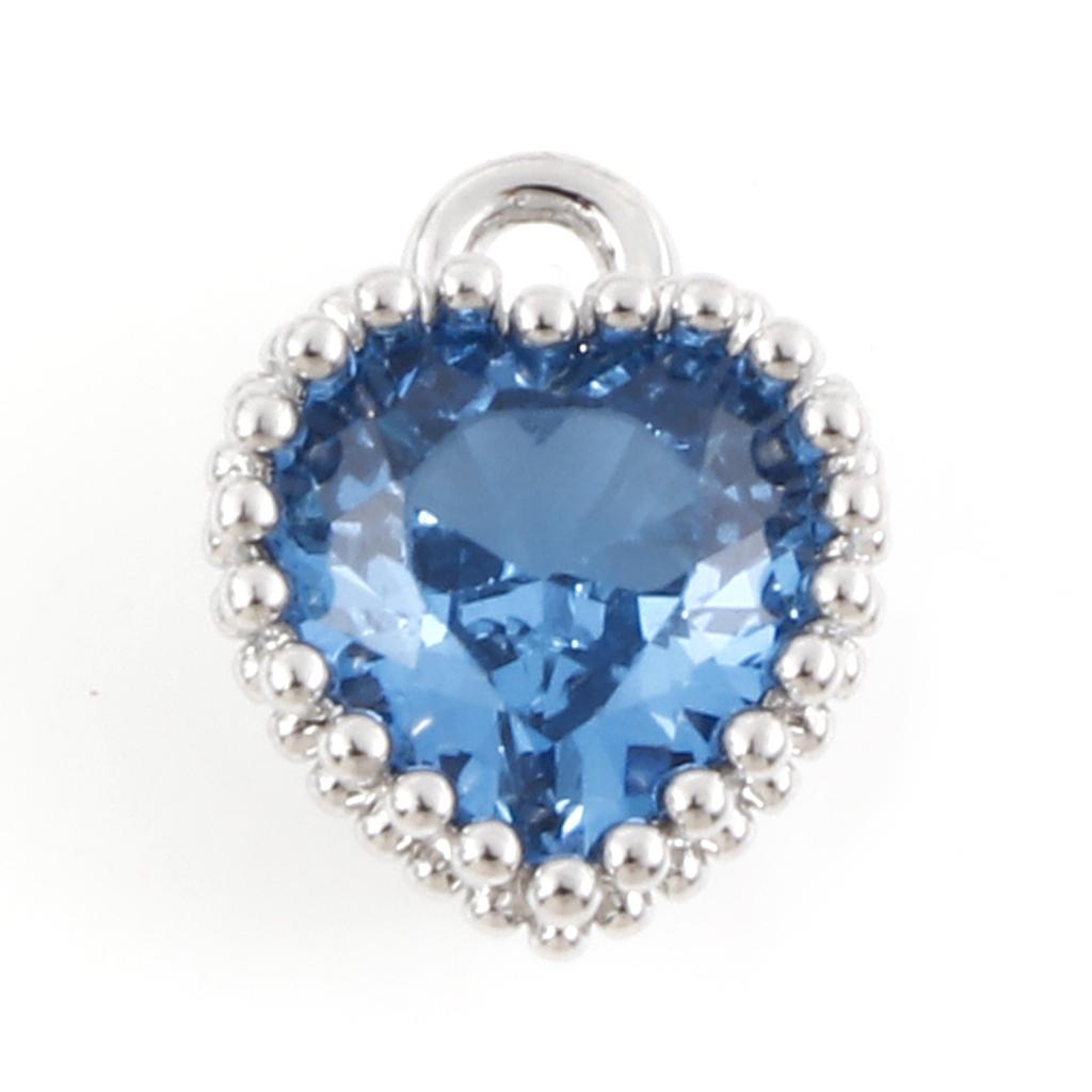 2PCs Birthstone Charms Heart Rhinestone Pendants For Necklace Bracelet Jewelry Making Diy Findings 8x6.5mm