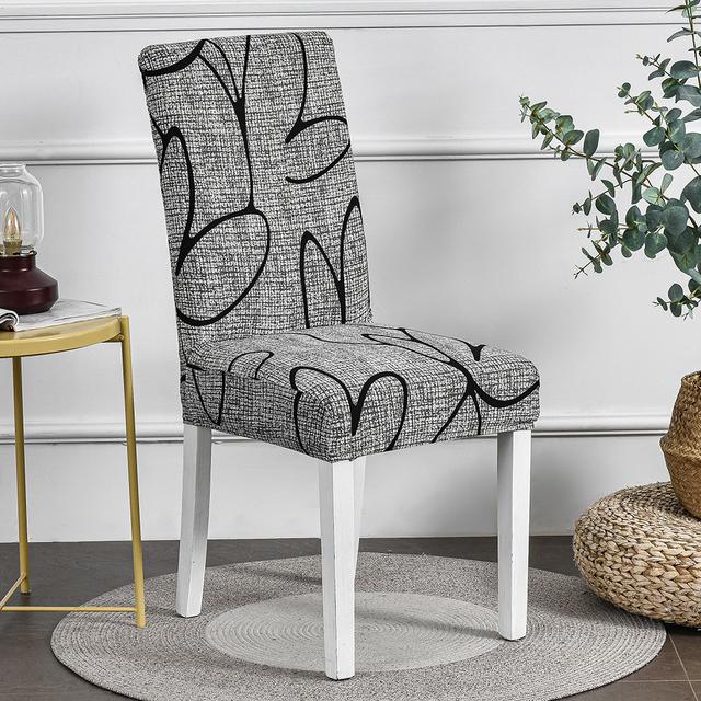 Elastic Dining Chair Cover Printing Spandex Removable Chair Slipcover For Kitchen Wedding Hotel Banquet Room Seat Case Cover for Home
