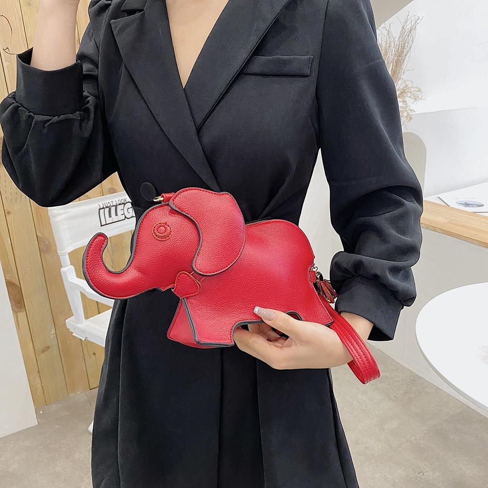 Fashion Women Single Shoulder Crossbody Bag Funny Elephant Shape Solid Color Wallet Mini Wristlet Crossbody Bag
