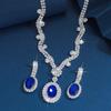 3Pc Women'S Stylish Stylish Copper Claw Chain Geometric Gem Pendant Necklace Earrings Jewelry Set Bridal Wedding Occasion Banquet Gathering Party