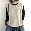 Women's Plus-Size Loose Knitted Vest Outer-Wear for Autumn and Winter Retro Versatile Crew Neck Pullover Sweater Gilet Cardigan
