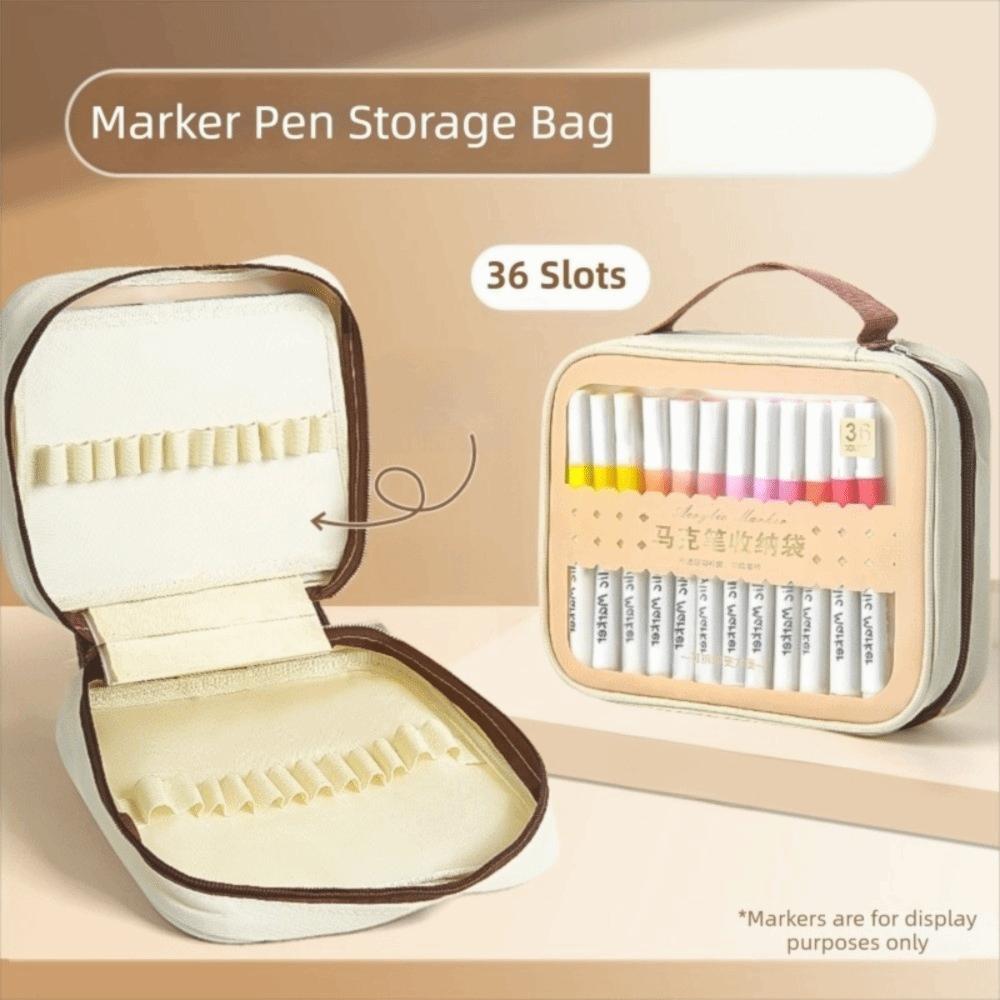 Large Capacity Markers Pen Storage Bag Zipper Watercolor Pen Stationery Bag  Stationery