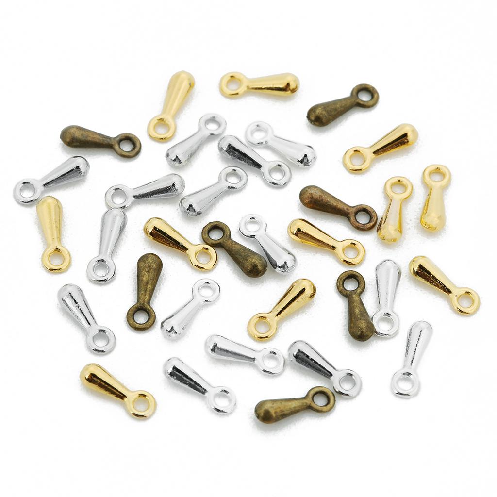 100/200pcs 2×7 3×9mm Alloy Water Drop End Beads For Jewelry Making DIY Necklace Pendant Extender Chain Tail Chain Accessories