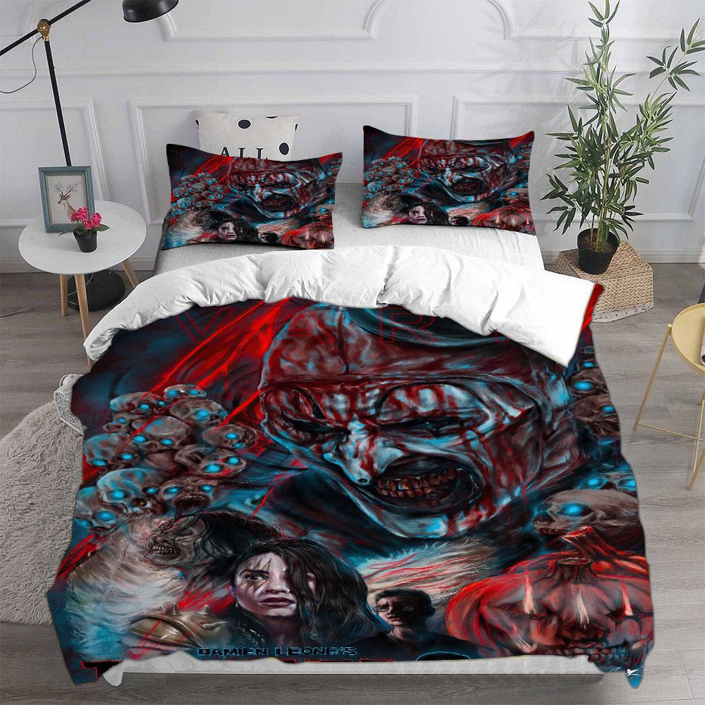 Terrifier 2 (2022) Bedding Sets Bed Cover Comforter Duvet Cover Pillow Case 2-3 Pieces Sets Horror Christmas Decoration
